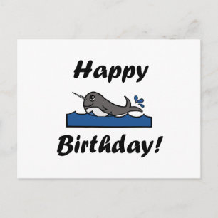 Birthday Narwhal Postcard