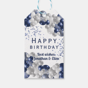 Birthday Navy Balloon Gift Tags