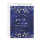 Birthday navy blue flowers elegant