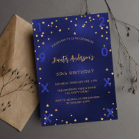 Birthday navy blue gold stars birth year luxury