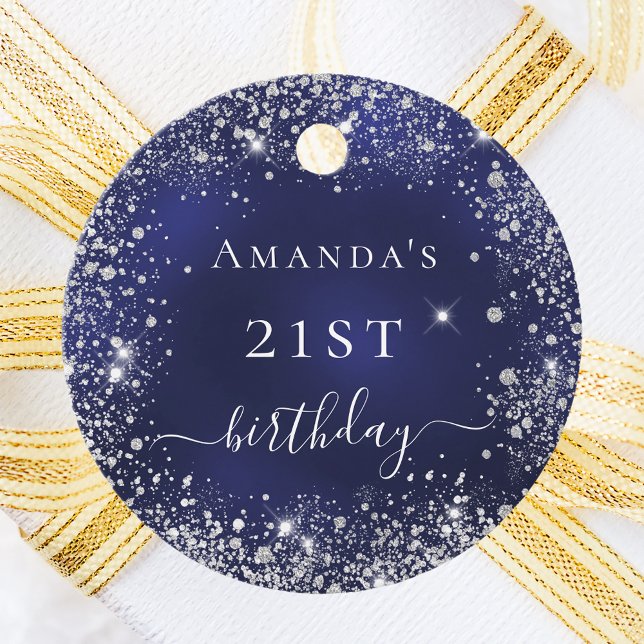 Birthday navy blue silver thank you favour tags (Creator Uploaded)
