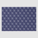 Birthday navy blue white name script minimalist tissue paper<br><div class="desc">Navy blue background,  white text. Personalise and add a name and age.  A modern hand lettered style script. For both him and her.</div>