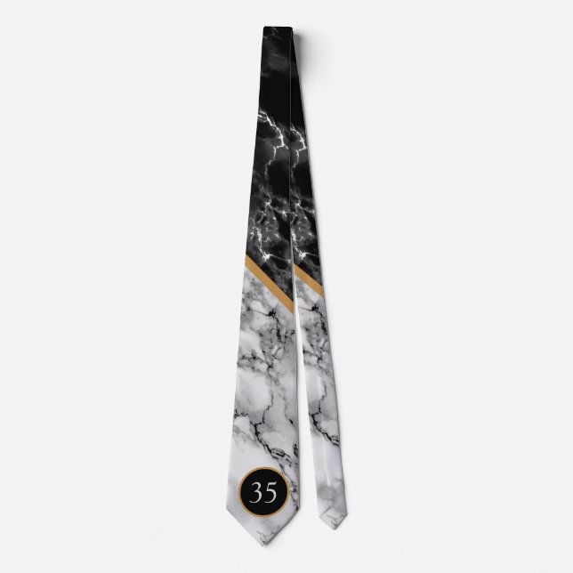 Birthday Neck Tie Gift Marble Design Personalized (Front)