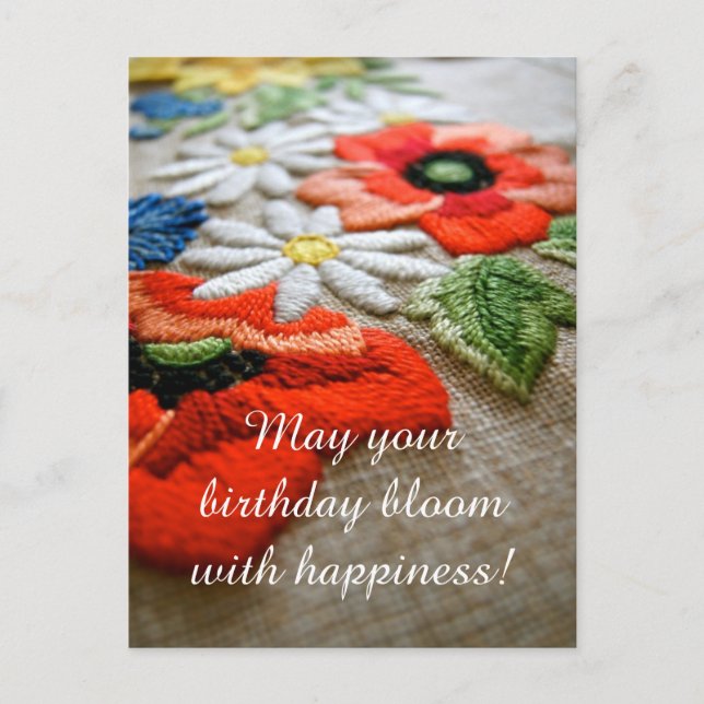 Birthday Needle Art Postcard (Front)