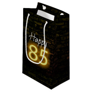 Birthday Neon 85 Sign on Brick  Small Gift Bag