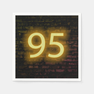 Birthday Neon 95 Sign on Brick Wall Napkins