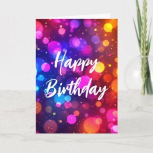 Birthday Neon Bokeh Lights Abstract Card
