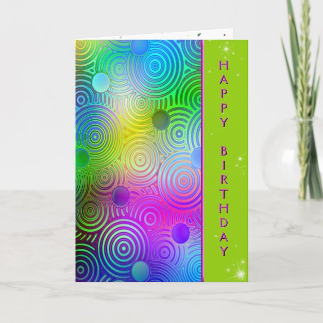 Birthday Neon Contemporary Circles Card (Front)