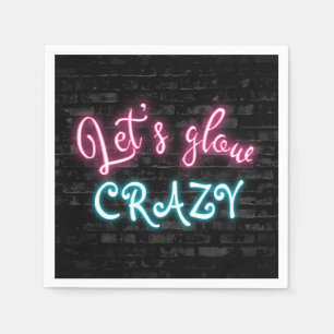 Birthday Neon Glow Sign on Brick Wall Napkin