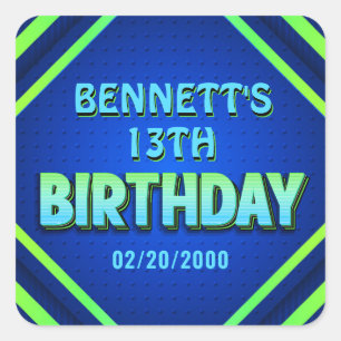 Birthday Neon Square Sticker