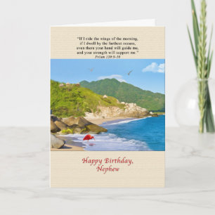 Birthday, Nephew, Beach, Hills, Birds, Ocean Card