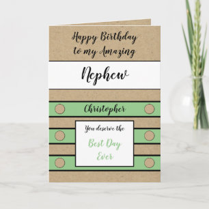 Birthday Nephew best day ever green rustic Card
