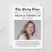 Birthday Newspaper Cover Retro Photo Invitation (Front)