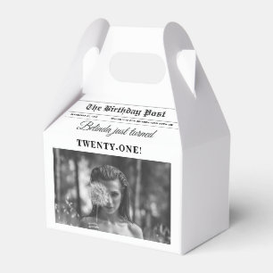 Birthday Newspaper Fun Black & White Photo Favour Box
