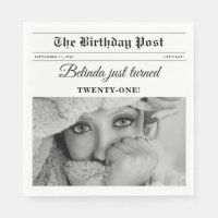 Birthday Newspaper Fun Black & White Photo
