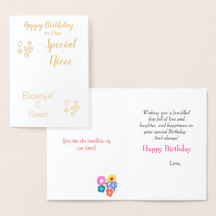 Birthday Niece Flowers Foil Card