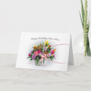 Birthday, Niece, Flowers in a Basket Card
