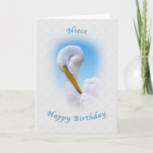Birthday, Niece,  Great Egret Bird Card