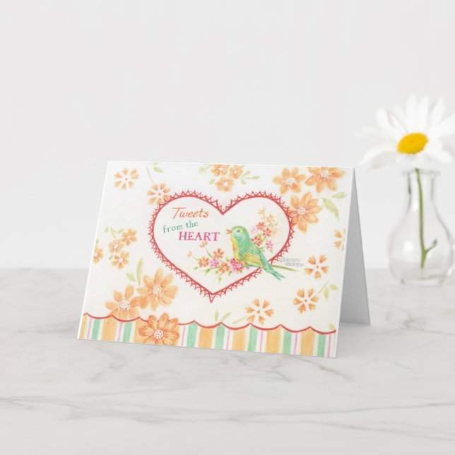 Birthday Nightingale Folded Greeting Card (Small Plant)