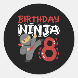 Birthday Ninja 8 Years Old Karate Kids 8th Birthda Classic Round Sticker
