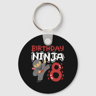 Birthday Ninja 8 Years Old Karate Kids 8th Birthda Key Ring