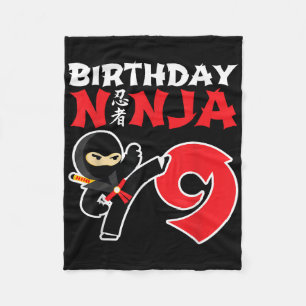 Birthday Ninja - 9 Year Old Ninja Party - Birthday Fleece Blanket