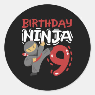 Birthday Ninja 9 Years Old Karate Kids 9th Birthda Classic Round Sticker