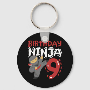 Birthday Ninja 9 Years Old Karate Kids 9th Birthda Key Ring