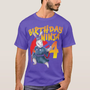 Birthday Ninja Bunny 4 Year Fourth Bday Born 2018 T-Shirt