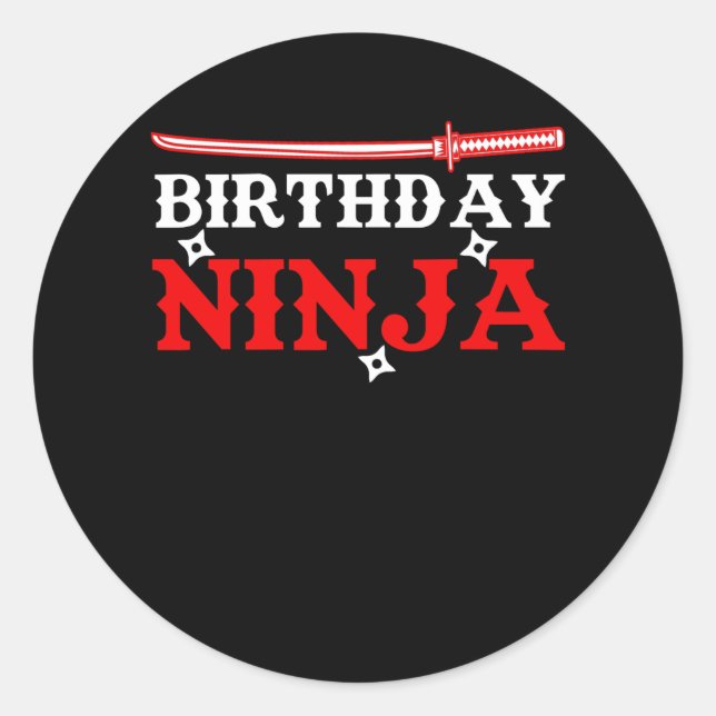 Birthday Ninja Fighter Birthday Child Classic Round Sticker (Front)