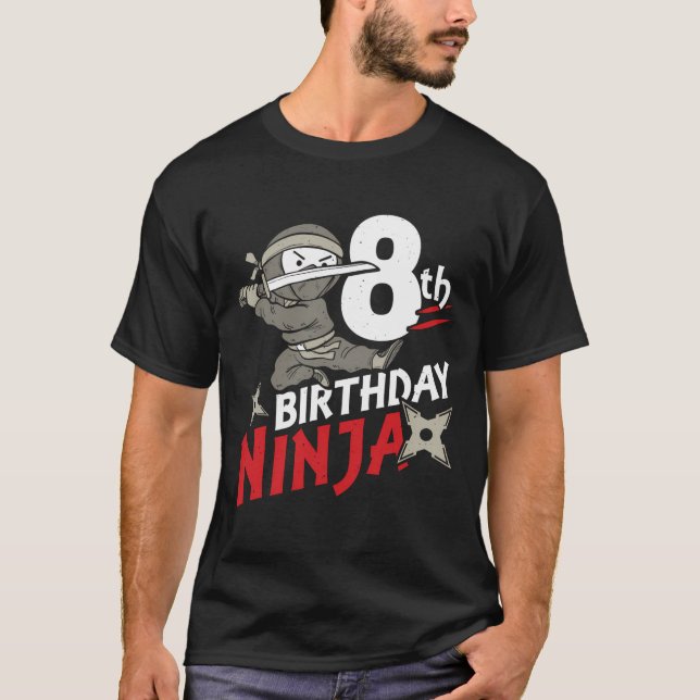 Birthday Ninja Shirt 8 Year Old Ninja Birthday Par (Front)