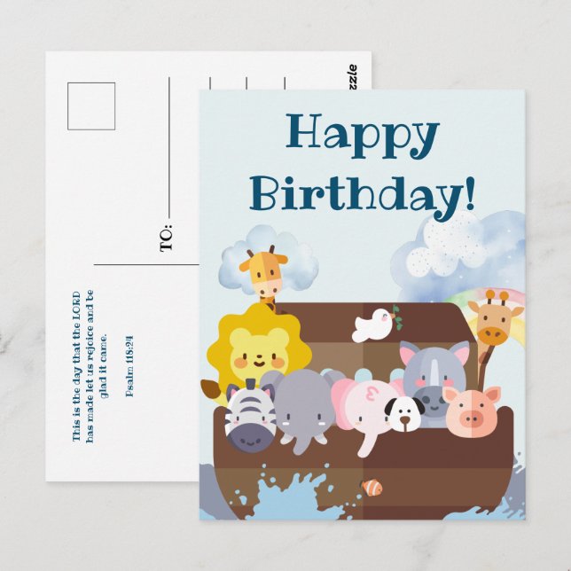 Birthday Noah's Ark Postcard (Front/Back)