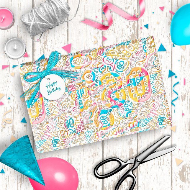 Birthday Number Word Cloud Eighty B ID270 Wrapping Paper (Creator Uploaded)
