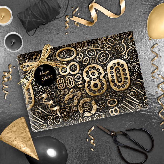 Birthday Number Word Cloud Eighty C ID270 Wrapping Paper (Creator Uploaded)