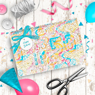 Birthday Number Word Cloud Fifty B ID270 Wrapping Paper