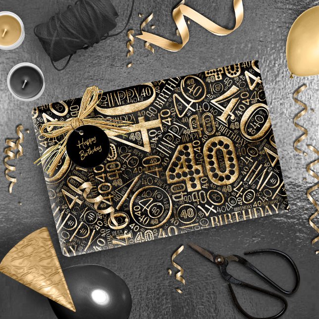 Birthday Number Word Cloud Forty C ID270 Wrapping Paper (Creator Uploaded)