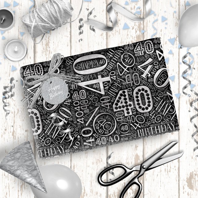 Birthday Number Word Cloud Forty D ID270 Wrapping Paper (Creator Uploaded)