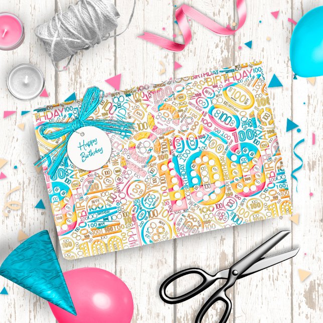 Birthday Number Word Cloud One Hundred B ID270 Wrapping Paper (Creator Uploaded)