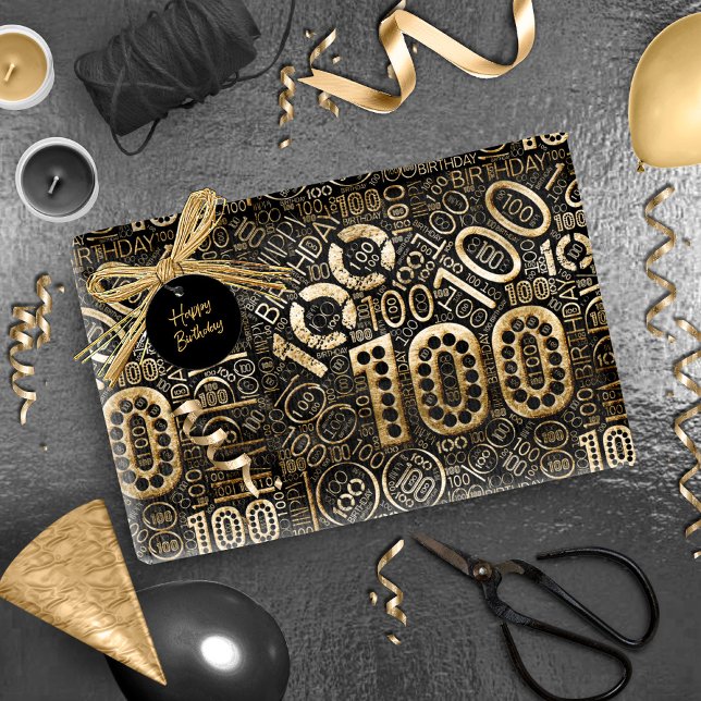 Birthday Number Word Cloud One Hundred C ID270 Wrapping Paper (Creator Uploaded)