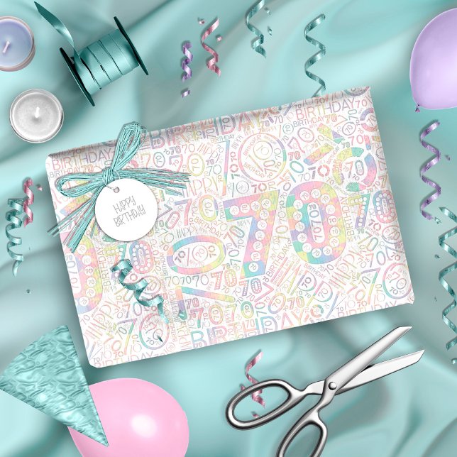 Birthday Number Word Cloud Seventy A ID270 Wrapping Paper (Creator Uploaded)