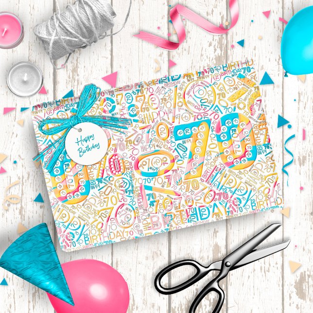 Birthday Number Word Cloud Seventy B ID270 Wrapping Paper (Creator Uploaded)