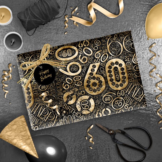 Birthday Number Word Cloud Sixty C ID270 Wrapping Paper (Creator Uploaded)