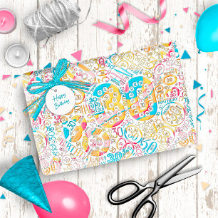 Birthday Number Word Cloud Thirty B ID270 Wrapping Paper