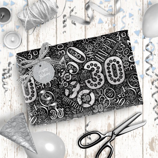 Birthday Number Word Cloud Thirty D ID270 Wrapping Paper (Creator Uploaded)