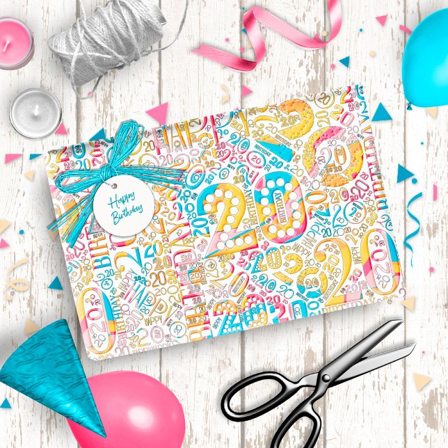 Birthday Number Word Cloud Twenty B ID270 Wrapping Paper (Creator Uploaded)