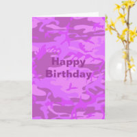 Birthday Old Age Light Purple Camouflage Greeting