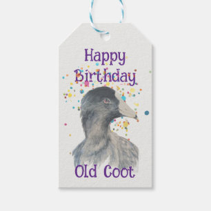 Birthday Old Coot Fun Novelty Animal Pattern Gift Tags