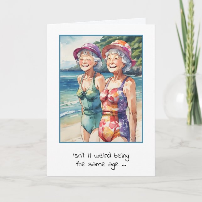Birthday Old Ladies In Swimsuits Card (Front)