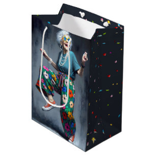 Birthday Old Lady Dancing Medium Gift Bag