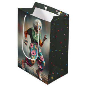 Birthday Old Lady Dancing Medium Gift Bag
